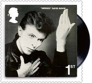 Royal Mail postage stamp featuring David Bowie's Heroes cover