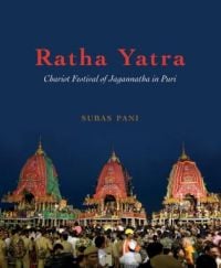 Book cover of Ratha Yatra: Chariot Festival of Jagannatha in Puri, with crowds of festival-goers at great temple Srimandira at Puri. Published by Niyogi Books.