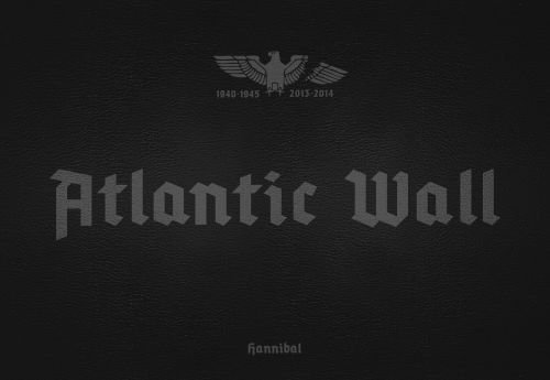 Grey font across centre of black landscape cover, with Nazi eagle to top, of 'Atlantic Wall', by Hannibal Books.