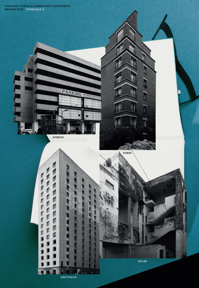 Book cover of Typology 2: Paris, Delhi, São Paulo, Athens. Review No. III, featuring high-rise buildings. Published by Park Books.