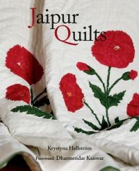 Book cover of Jaipur Quilts, with a white quilt with red flowers. Published by Niyogi Books.