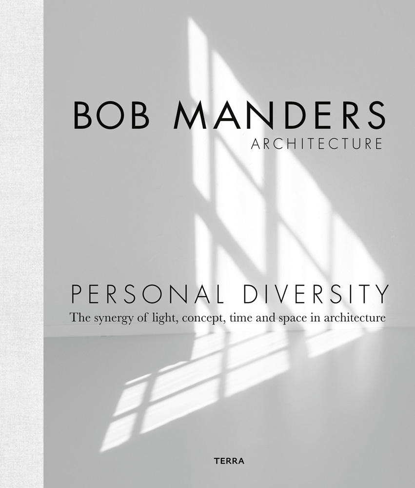 Light shaft from paned window reflected on grey wall, BOB MANDERS PERSONAL DIVERSITY in black font