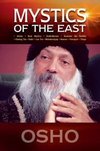 Book cover of Mystics of the East, with the Indian spiritual leader Acharya Rajneesh, or Osho in deep thought. Published by Niyogi Books.