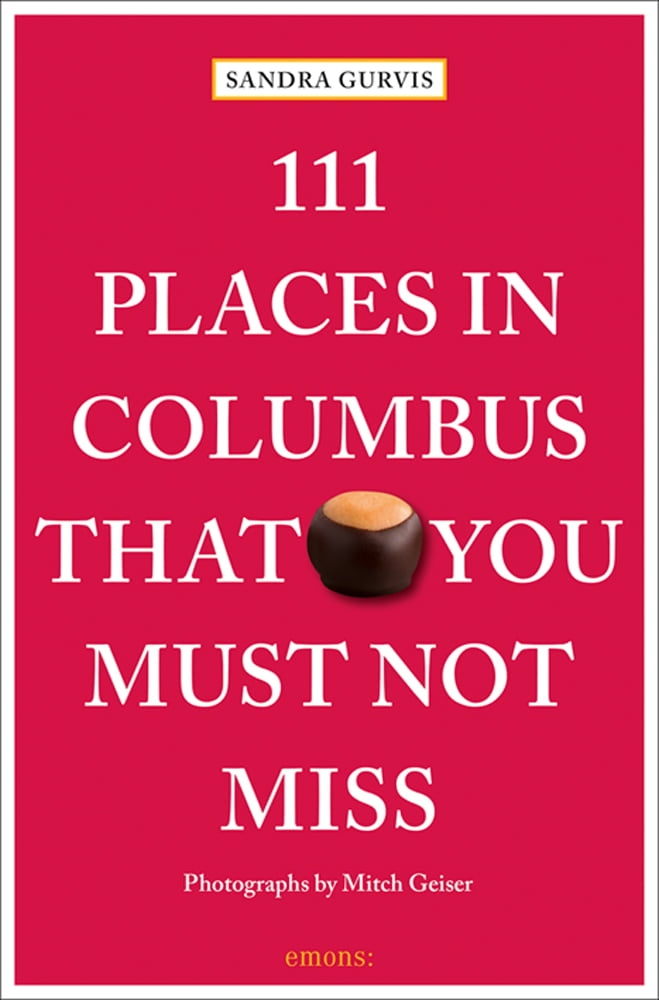 Conker near centre or red cover of '111 Places in Columbus That You Must Not Miss', by Emons Verlag.