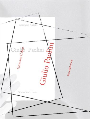 Giulio Paolini in red font on white and grey cover with black lines by Silvana Editoriale.