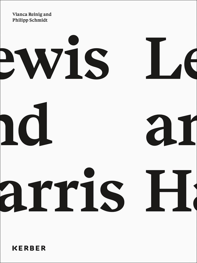White background with bold black lettering, Lewis and Harris resembling wraparound text, by Kerber.