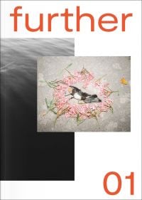 Book cover of further 01, Fotobus Society, featuring a dead bird circled by pink flowers. Published by Verlag Kettler.