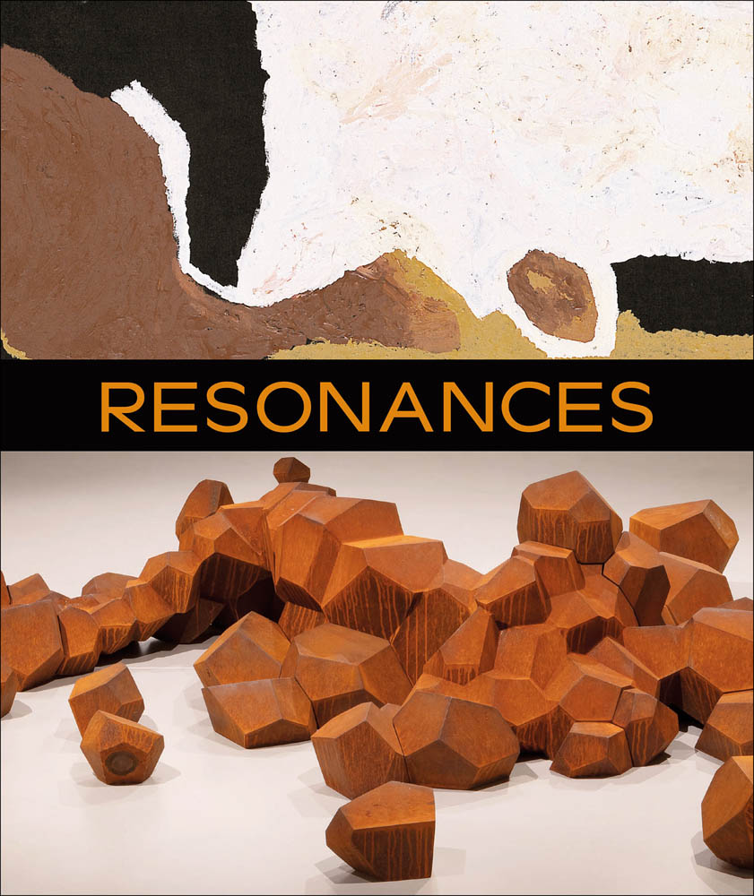 Book cover of Resonances, featuring a large rusted sculpture of loosely compacted fragments welded together. Published by 5 Continents Editions.