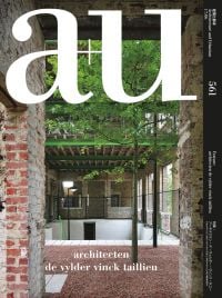 Book cover of a+u 17:06, 561: architecten de vylder vinck taillieu, with a brick building with trees in center. Published by Shinkenchiku-Sha Co., Ltd.