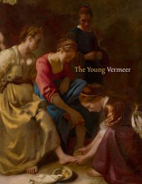 Book cover of The Young Vermeer, featuring an oil painting titled 'Diana with nymphs', woman tending to another's feet. Published by 5 Continents Editions.