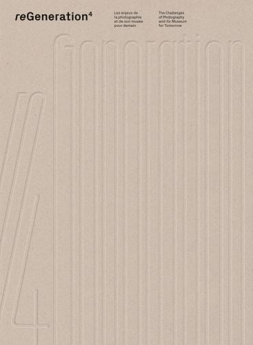 reGeneration4 in black font to top left corner on beige cover with embossed lines.