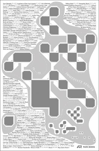 Grey and white aerial building space layout, 16-19 IMMEDIATE SPACES in white font to centre. by Park Books.