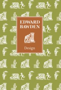 Graphic print of postman collecting post from mailbox, on lime green cover of 'Edward Bawden', by ACC Art Books.