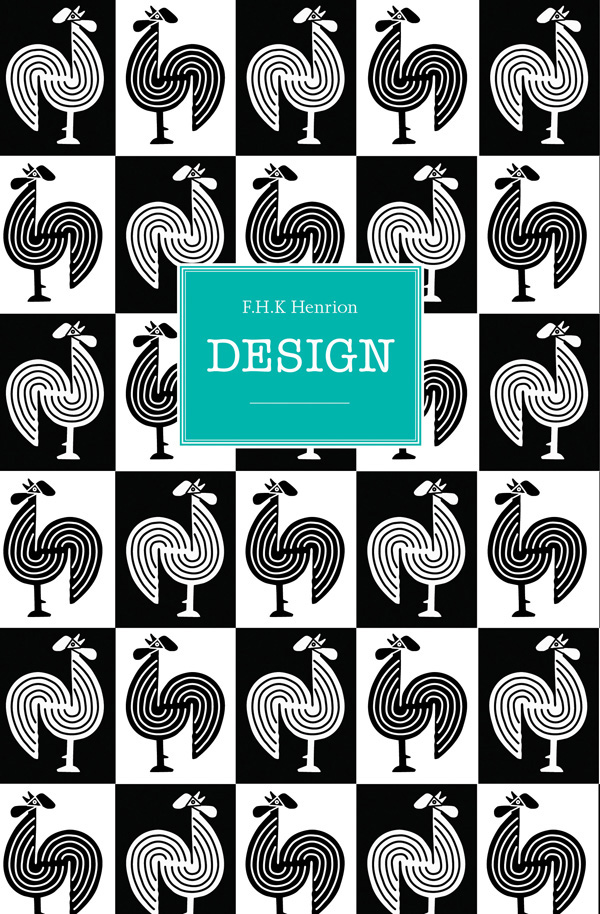 Black and white rooster design, on cover of 'FHK Henrion Design', by ACC Art Books.