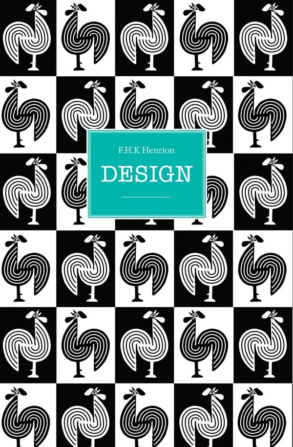 Black and white rooster design, on cover of 'FHK Henrion Design', by ACC Art Books.