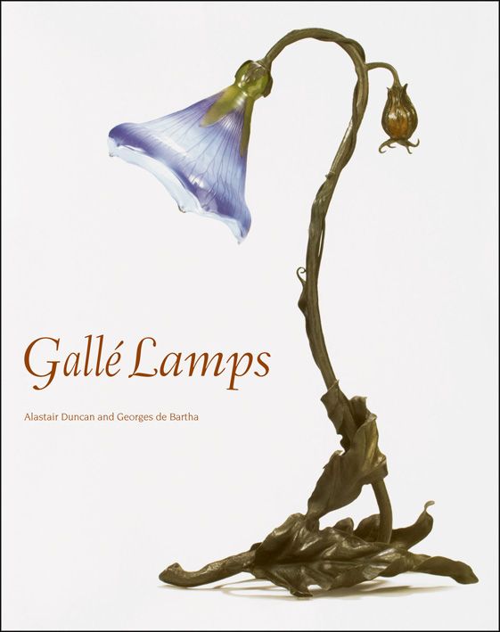 Book cover of Gallé Lamps, featuring an Art nouveau glass lamp 'Belle de jour' circa 1900. Published by ACC Art Books.
