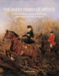 Heywood Hardy's painting 'Out for a Scamper', with two riders on horseback, on cover of 'The Hardy Family of Artists', by ACC Art Books.