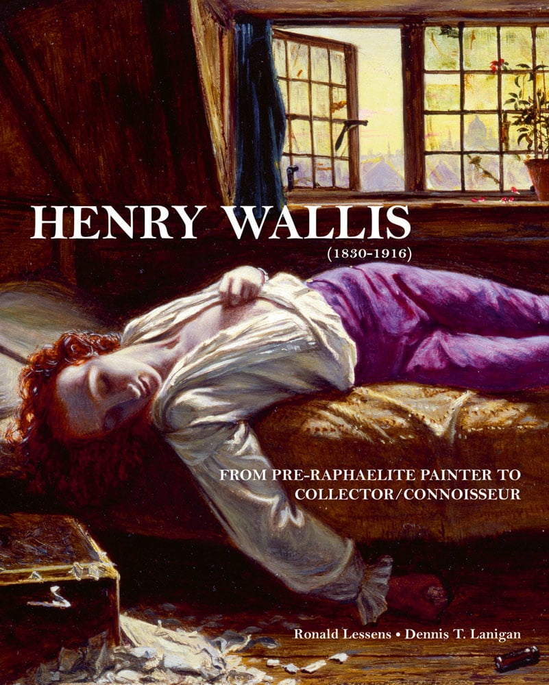 Oil painting, 'The Death of Chatterton by Henry Wallis' (1830-1916) on cover of 'Henry Wallis From Pre-Raphaelite Painter to Collector/Connoisseur, by ACC Art Books.