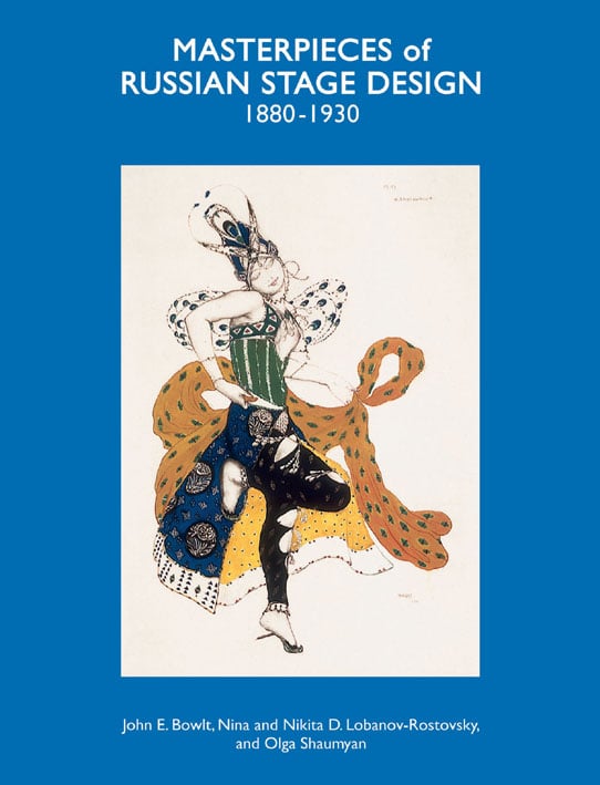 Poster sketch for the ballet 'La Peri' by Leon Nikolajewitsch Bakst, dancer in Russian dress, on cover of 'Masterpieces of Russian Stage Design, by ACC Art Books.