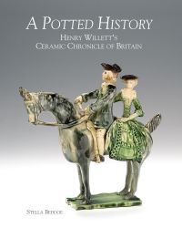 Glazed pottery figurine of male and female riding horse, on cover of 'A Potted History', by ACC Art Books.