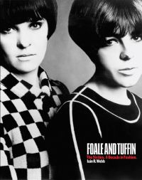Fashion designers Marion Foale and Sally Tuffin, in black and white 60s tops, on cover of 'Foale and Tuffin', by ACC Art Books