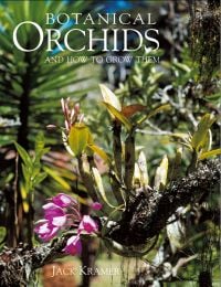 Book cover of Botanical Orchids and How to Grow Them, featuring a pink orchid variety curling round tree branch. Published by ACC Art Books.