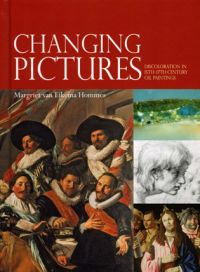 Book cover of Changing Pictures: Discolouration in 15th to 17th Century Oil Paintings, with an oil painting of men in white ruffled collars. Published by Archetype Publications.