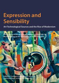 Book cover of Expression and Sensibility: Art Technological Sources and the Rise of Modernism, with a colorful cubist style painting. Published by Archetype Publications.