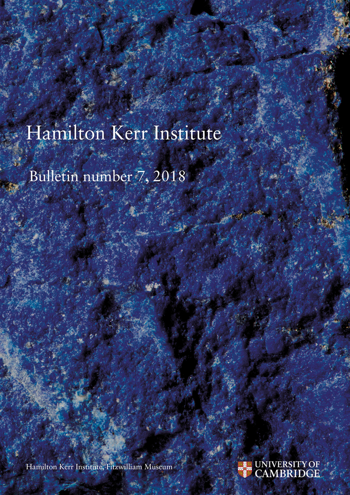 Book cover of Hamilton Kerr Institute Bulletin, Number 7, with a blue pigment. Published by Archetype Publications.