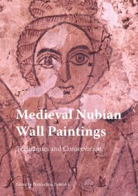 Book cover of Medieval Nubian Wall Paintings: Techniques and Conservation, with a wall mural of female head. Published by Archetype Publications.