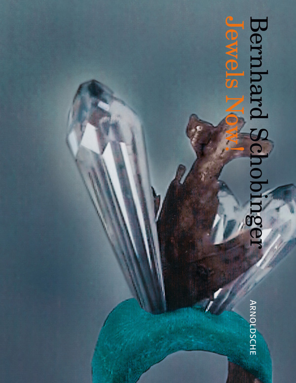 Turquoise ring with large diamond jewel and copper anchor, on cover of 'Bernhard Schobinger, Jewels Now!', by Arnoldsche Art Publishers.