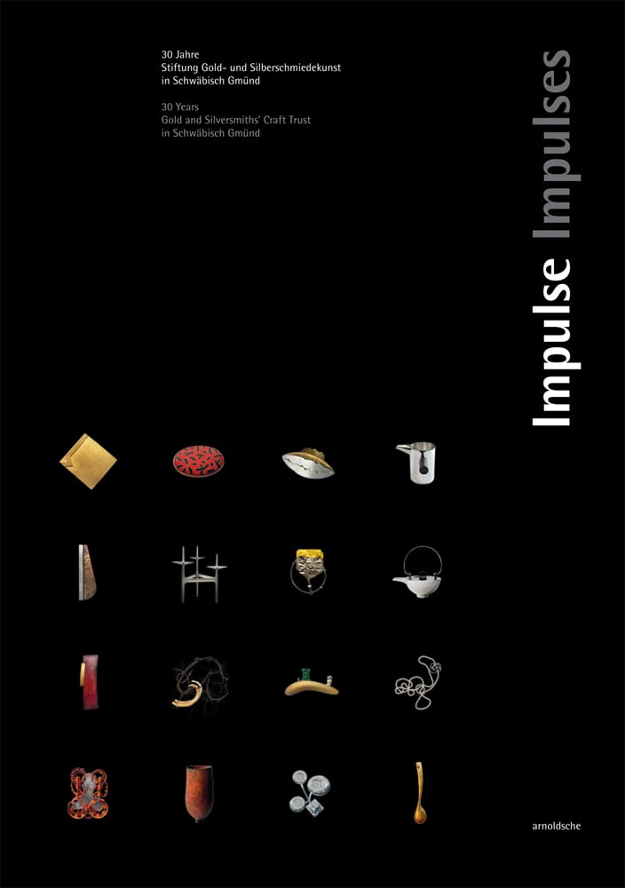 16 small gold and silver crafted pieces, on black cover, Impulse Impulses in while and grey font to right edge