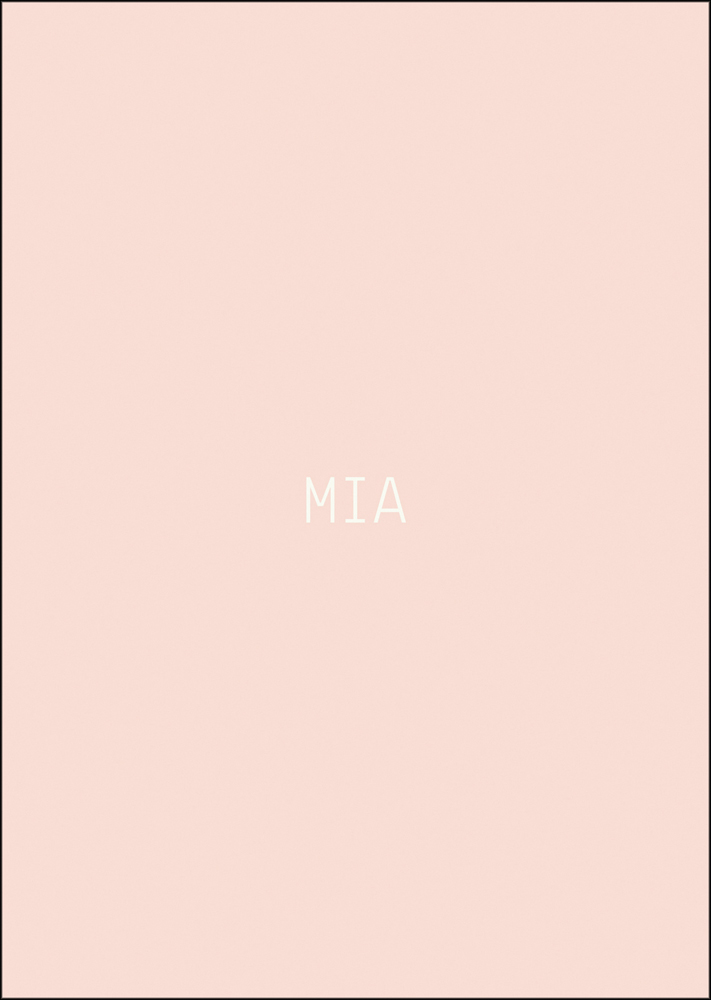 Pale pink cover with Mia in white font to centre