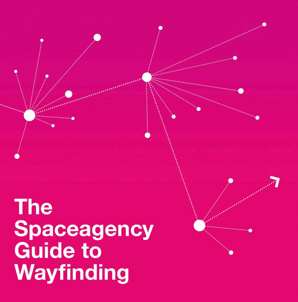 Spaceagency Guide to Wayfinding in white font on pink cover
