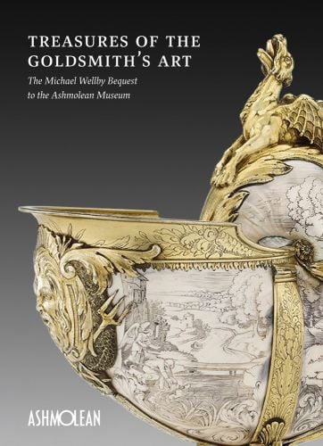 Engraved shell with gilt mount, dragon on top, on cover of 'Treasures of the Goldmith's Art, The Michael Wellby Bequest to the Ashmolean Museum', by Ashmolean Museum.