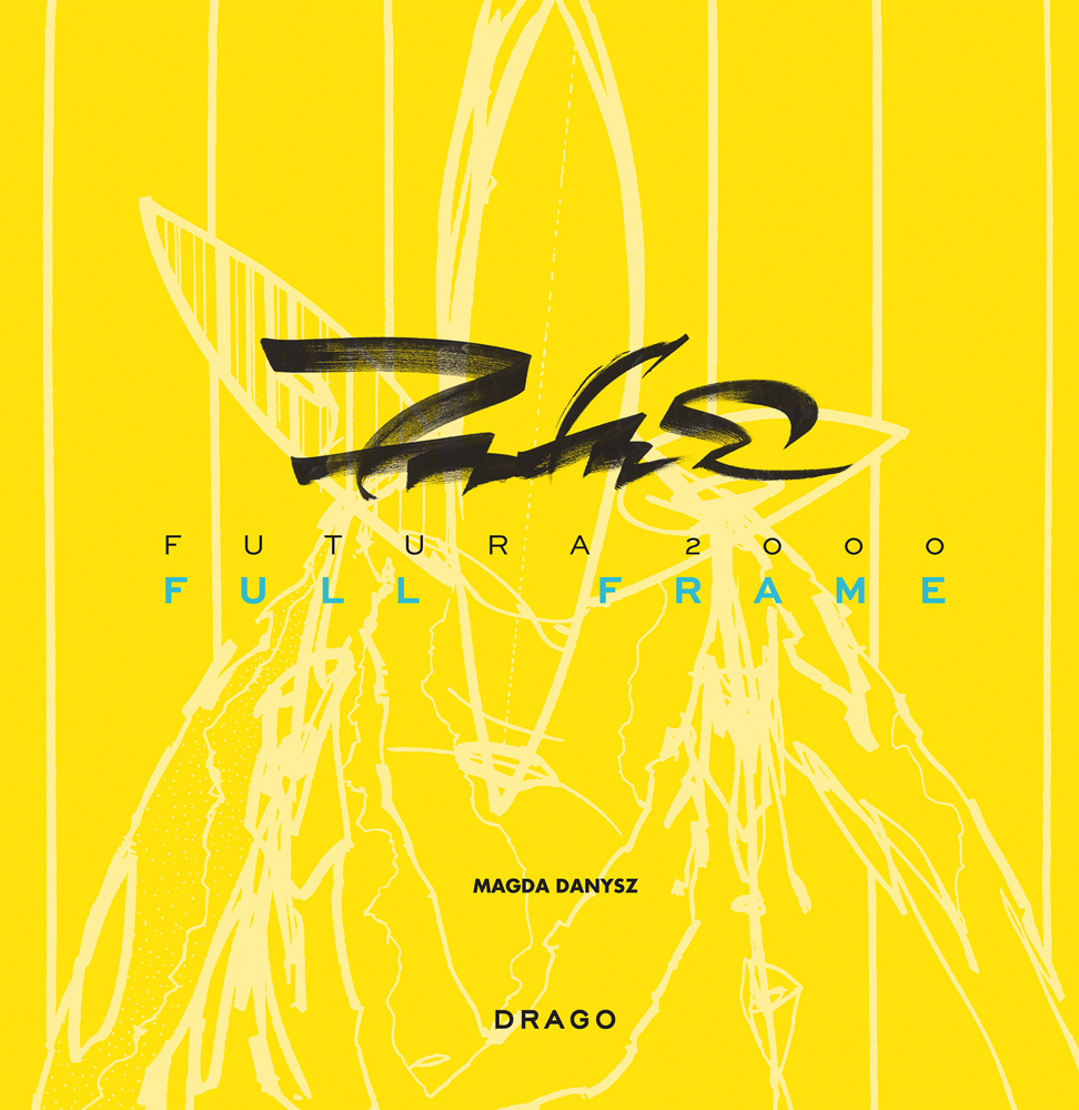 FUTURA, FULL FRAME, in black, and blue font on bright yellow cover, graffiti writing, by Drago International Entertainment.