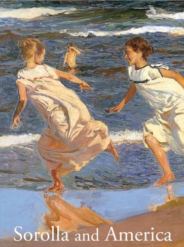 Painting 'Running along the Beach' by Joaquín Sorolla, two girls running on beach, on cover of 'Sorolla and America', by Ediciones El Viso.