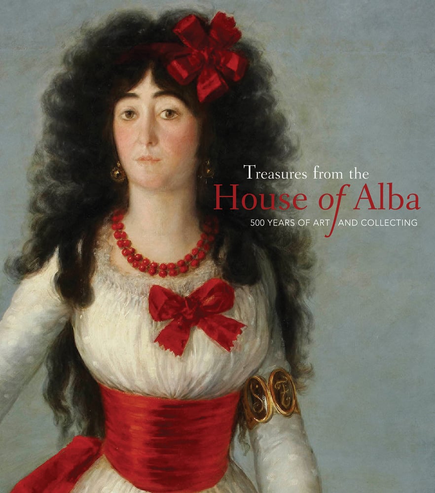 Painting of 'María Cayetana de Silva, 13th Duchess of Alba' by Goya, on cover of 'Treasures from the House of Alba', by Ediciones El Viso.
