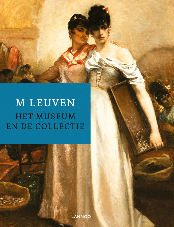 Painting of two women in long dresses, on cover of 'M Leuven, The museum and its collection', by Lannoo Publishers.