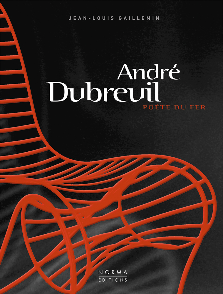 Red 'Spine' chair, on cover of 'André Dubreuil', by Editions Norma.