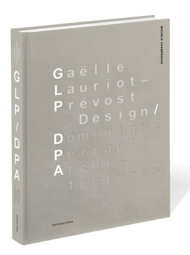 White font on pale grey cover of 'Gaëlle Lauriot-Prévost, Design. Dominique Perrault, Architectures', by Editions Norma.