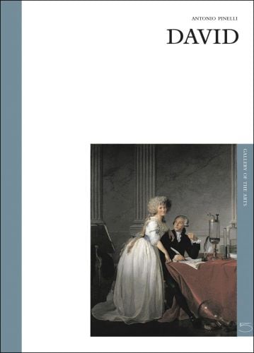 Oil painting, Portrait of Monsieur Lavoisier and His Wife by Jacques-Louis David, white cover, DAVID in black font above.