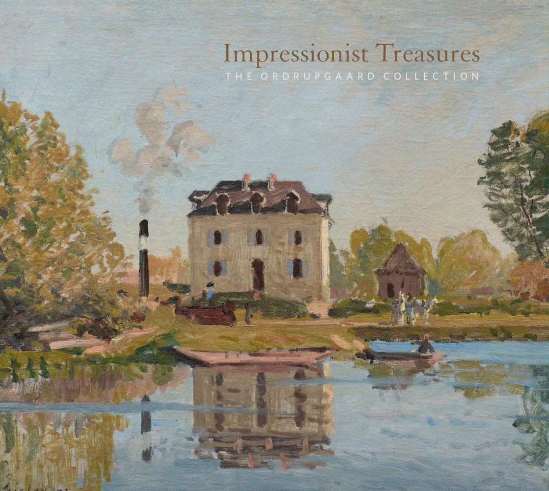 Landscape book cover of Impressionist Treasures, The Ordrupgaard Collection, featuring a painting titled 'The Flood. Banks of the Seine, Bougival by Alfred Sisley. Published by 5 Continents Editions.