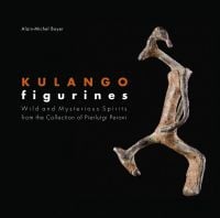 Black book cover of Kulango Figurines, Wild and Mysterious Spirits, featuring a carved wood miniature Kulango figurine. Published by 5 Continents Editions.