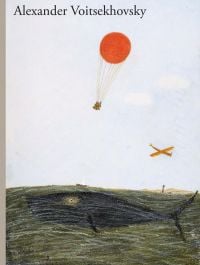 Book cover of A Whale Off the Coast of Norway and Other Encounters by Alexander Voitsekhovsky, with a drawing of rough green sea, and an orange hot air balloon flying above. Published by Fontanka.