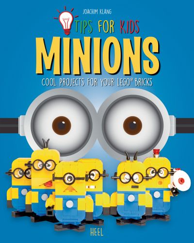 Yellow and blue LEGO minions with round glasses, on blue cover, large pair of eyes with glasses, MINIONS in yellow font above