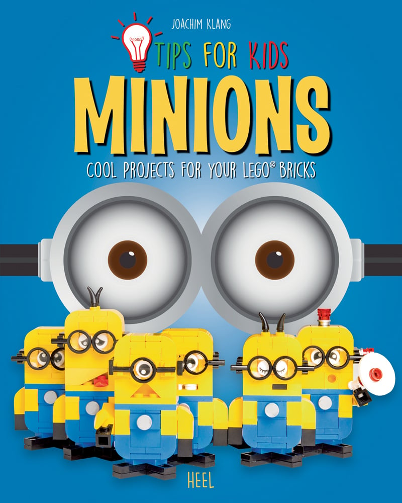 Yellow and blue LEGO minions with round glasses, on blue cover, large pair of eyes with glasses, MINIONS in yellow font above