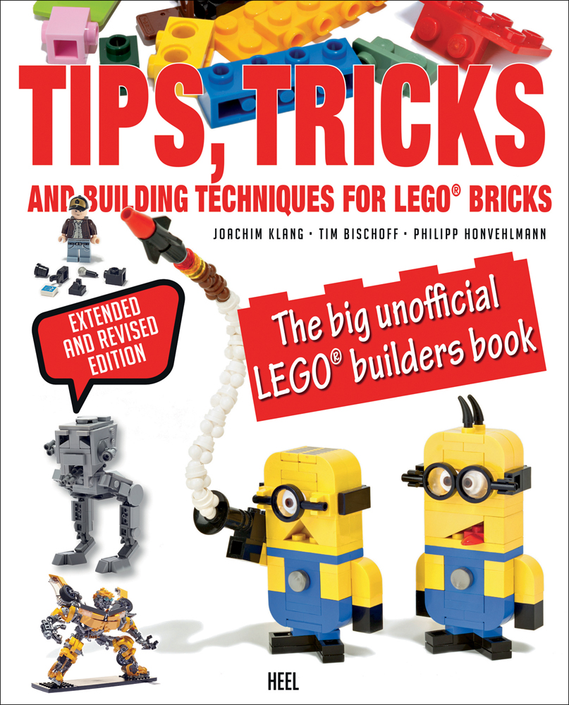 Yellow minions made of Lego bricks, pirate Lego, on white cover of 'Tips, Tricks & Building Techniques, The Big Unofficial LEGO (R) Builders Book', by HEEL.