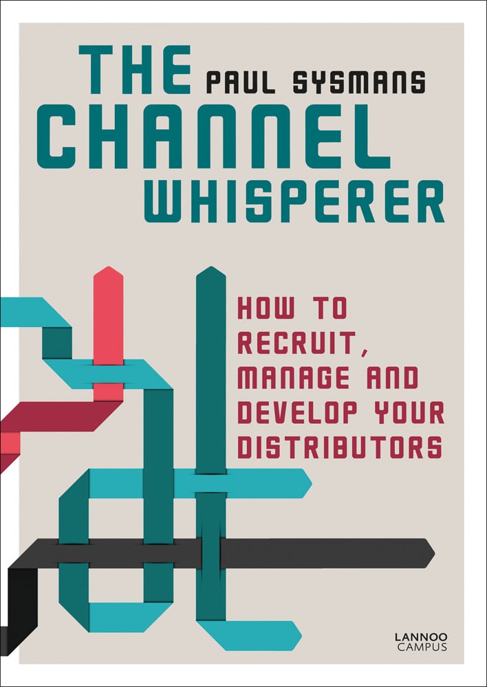 Arrow-headed ribbons, interlinked, on cover of 'The Channel Whisperer, How to Recruit, Manage and Develop Your Distributors', by Lannoo Publishers.