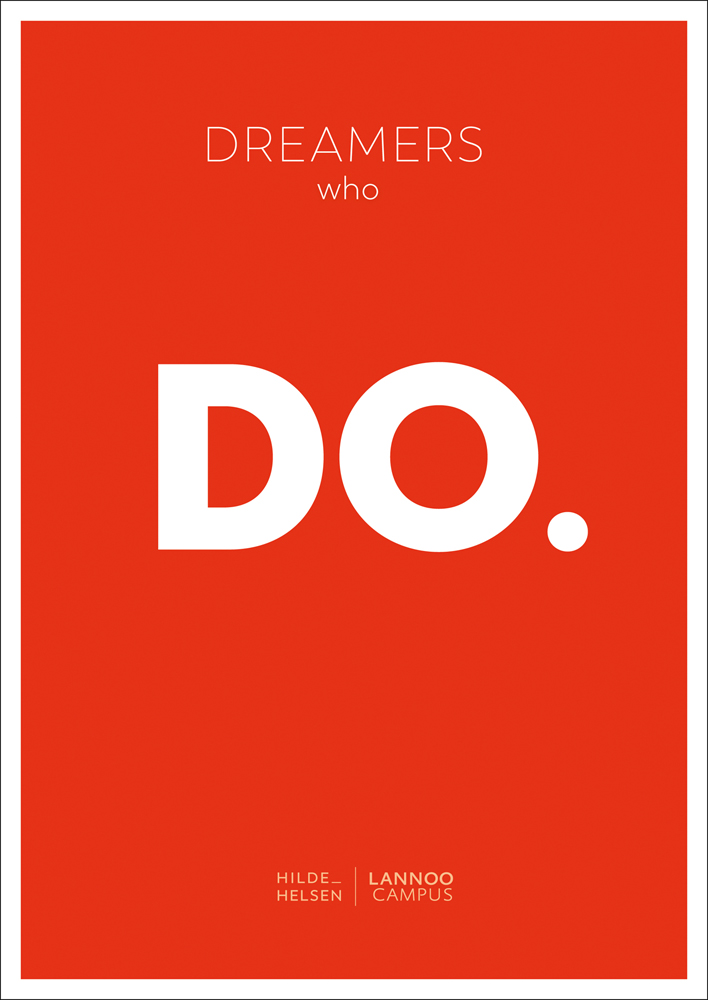 Red cover of 'Dreamers Who Do', by Lannoo Publishers.